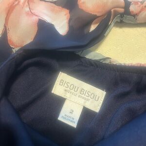 Bisou Bisou Navy and Peach Floral Long Dress